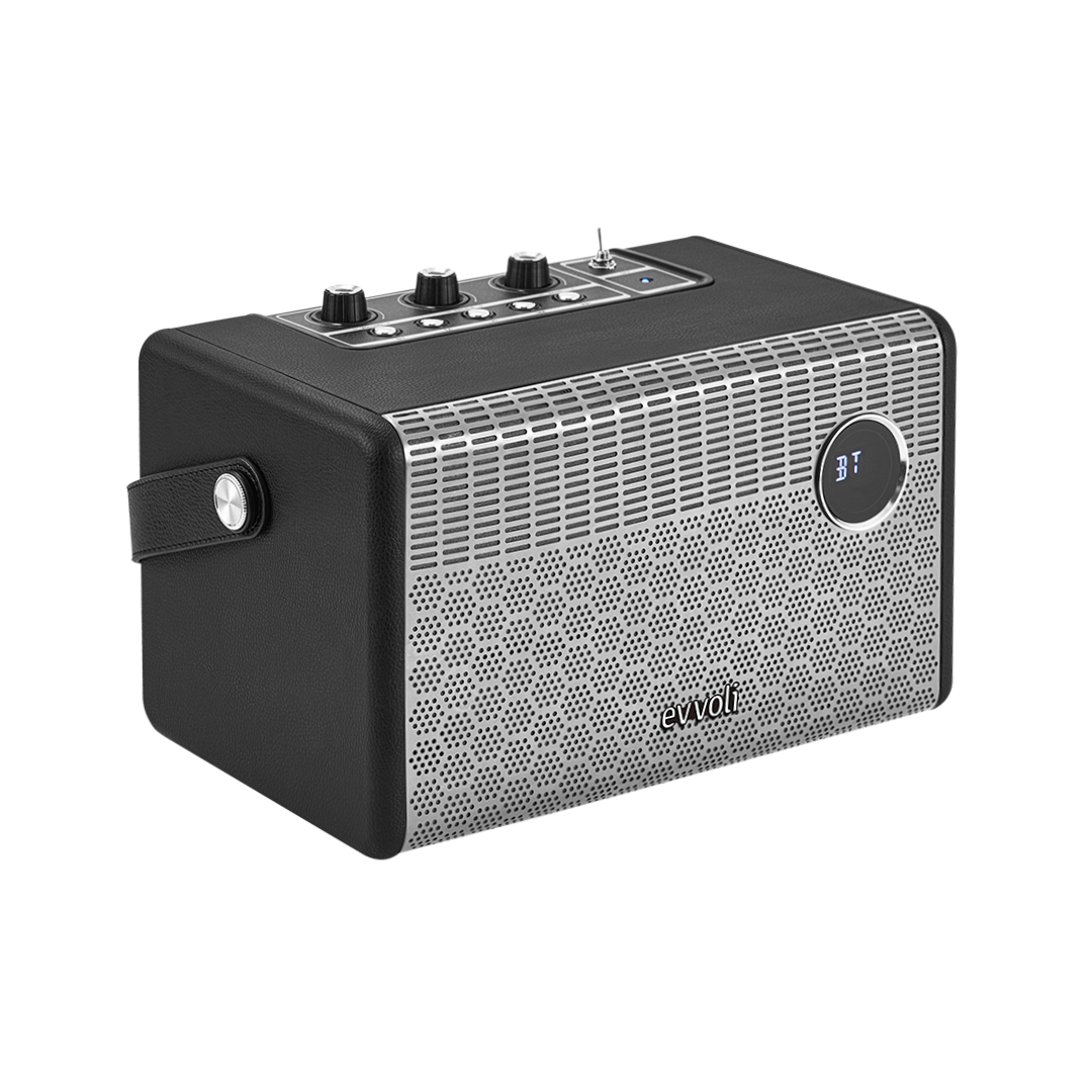 Portable Wireless Retro Bluetooth Speaker With 50W Heavy Bass For Home, Outdoor, Office And Party EVAUD-RB51A Black