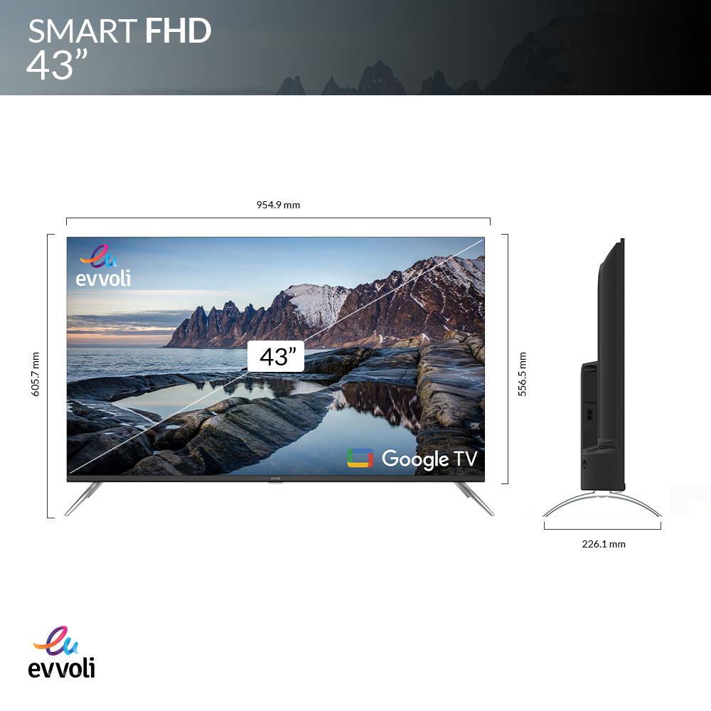 Evvoli 2K Full HD LED Android Smart TV with Dolby Atmos | 43 inch