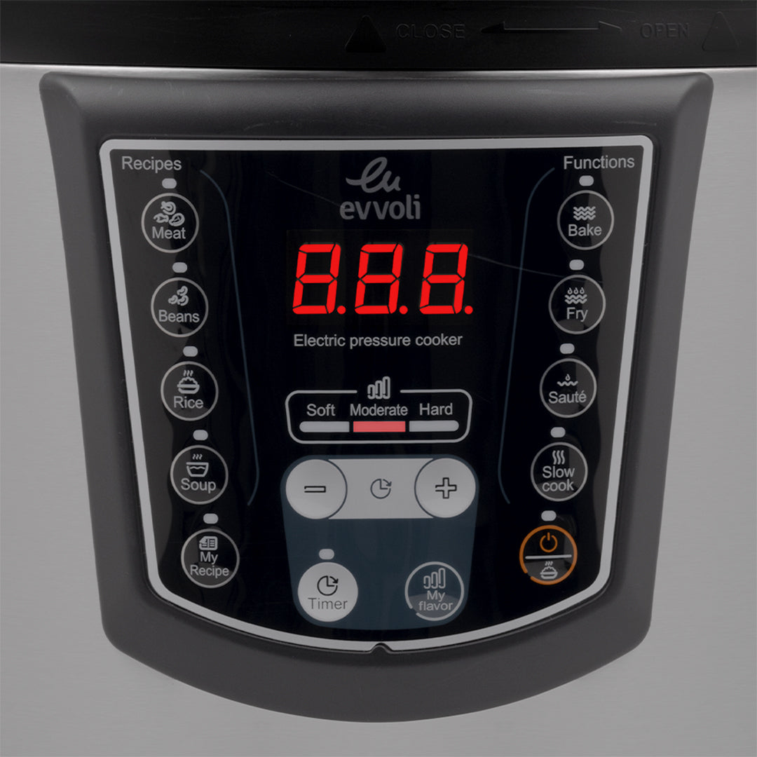 Evvoli 9-in-1 Multi-Use Programmable Digital-Display Pressure Cooker | 1000W | 6L