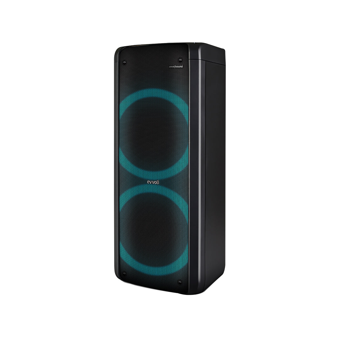 Evvoli Portable Party Speaker with Two Wireless Mic And Colorful LED Dazzled Lights