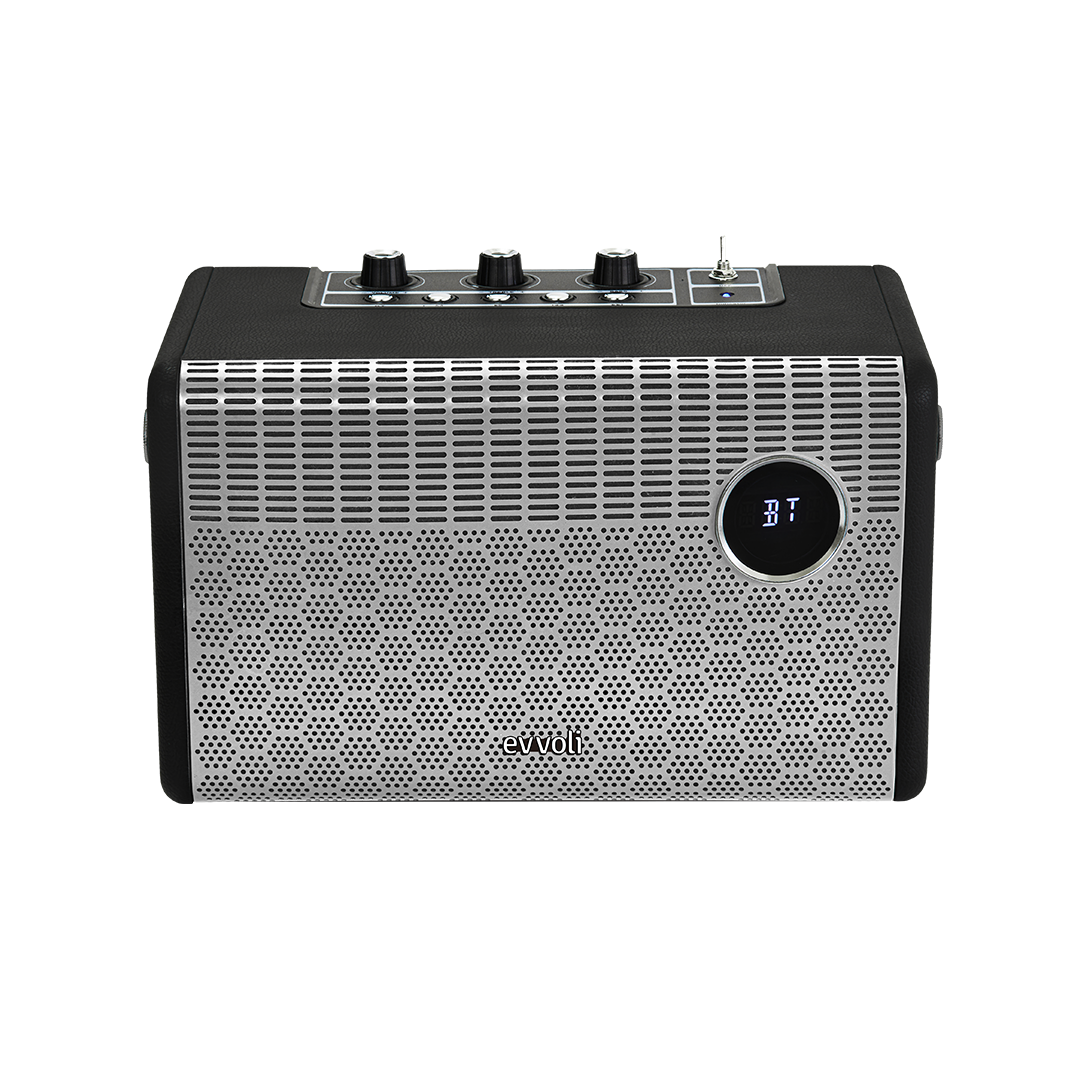 Portable Wireless Retro Bluetooth Speaker With 50W Heavy Bass For Home, Outdoor, Office And Party EVAUD-RB51A Black