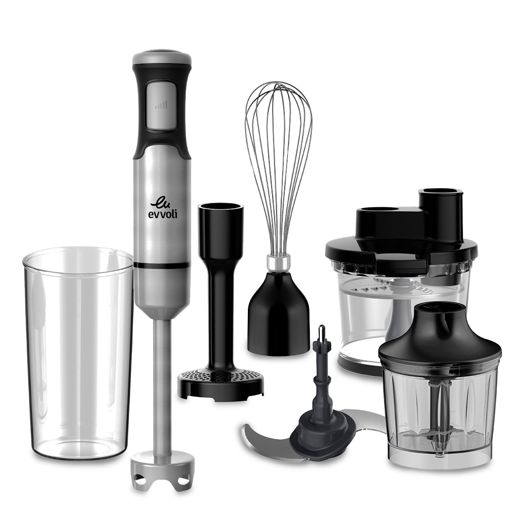 Evvoli 6-In-1 Stainless Steel Hand Blender with Food Processor | 1200W | 2L