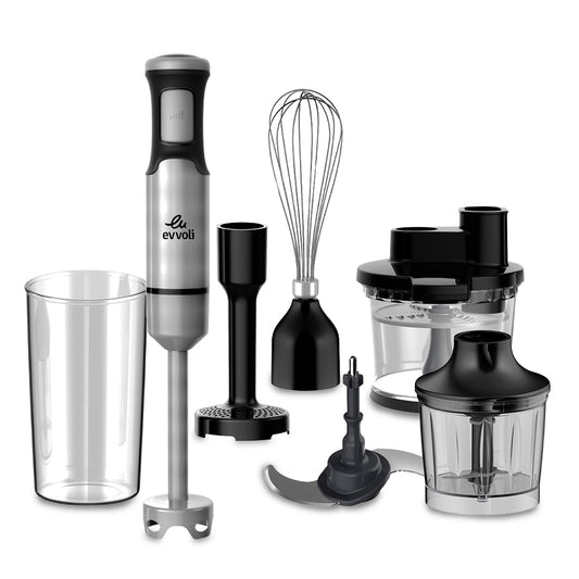 Evvoli 6-In-1 Stainless Steel Hand Blender with Food Processor | 1200W | 2L