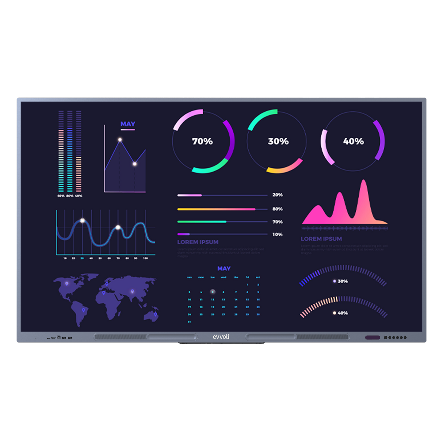 Evvoli 4K UHD 75 Inches Interactive Smart Display with Stand, LED Android13, 40 Points, 10M Laser Distance